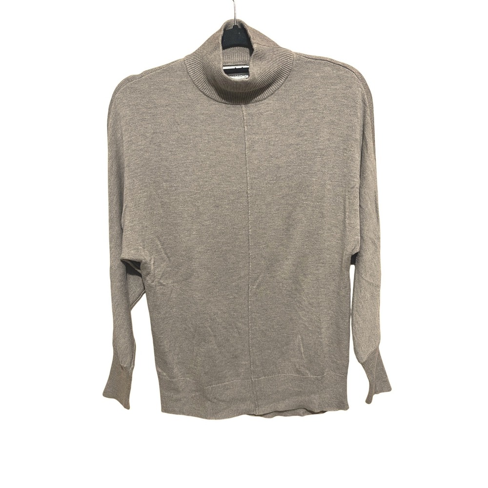 MAGASCHONI Taupe Gray Mock Neck Cashmere Blend Dolman Sleeve Sweater S-Neutral